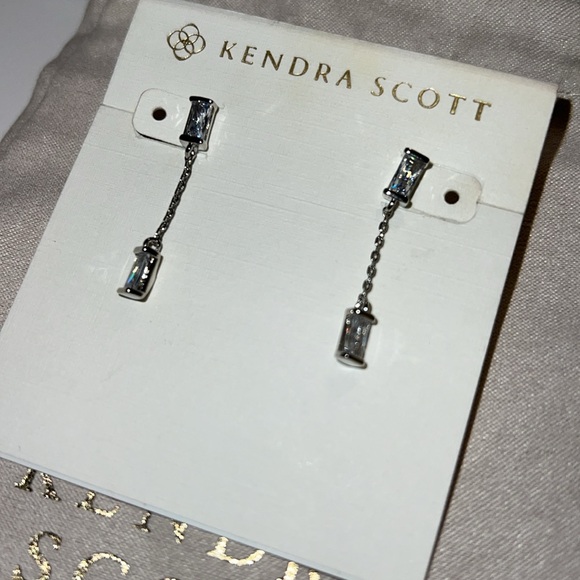 Kendra Scott Juliette Silver Drop Earrings in White Crystal - Picture 4 of 7